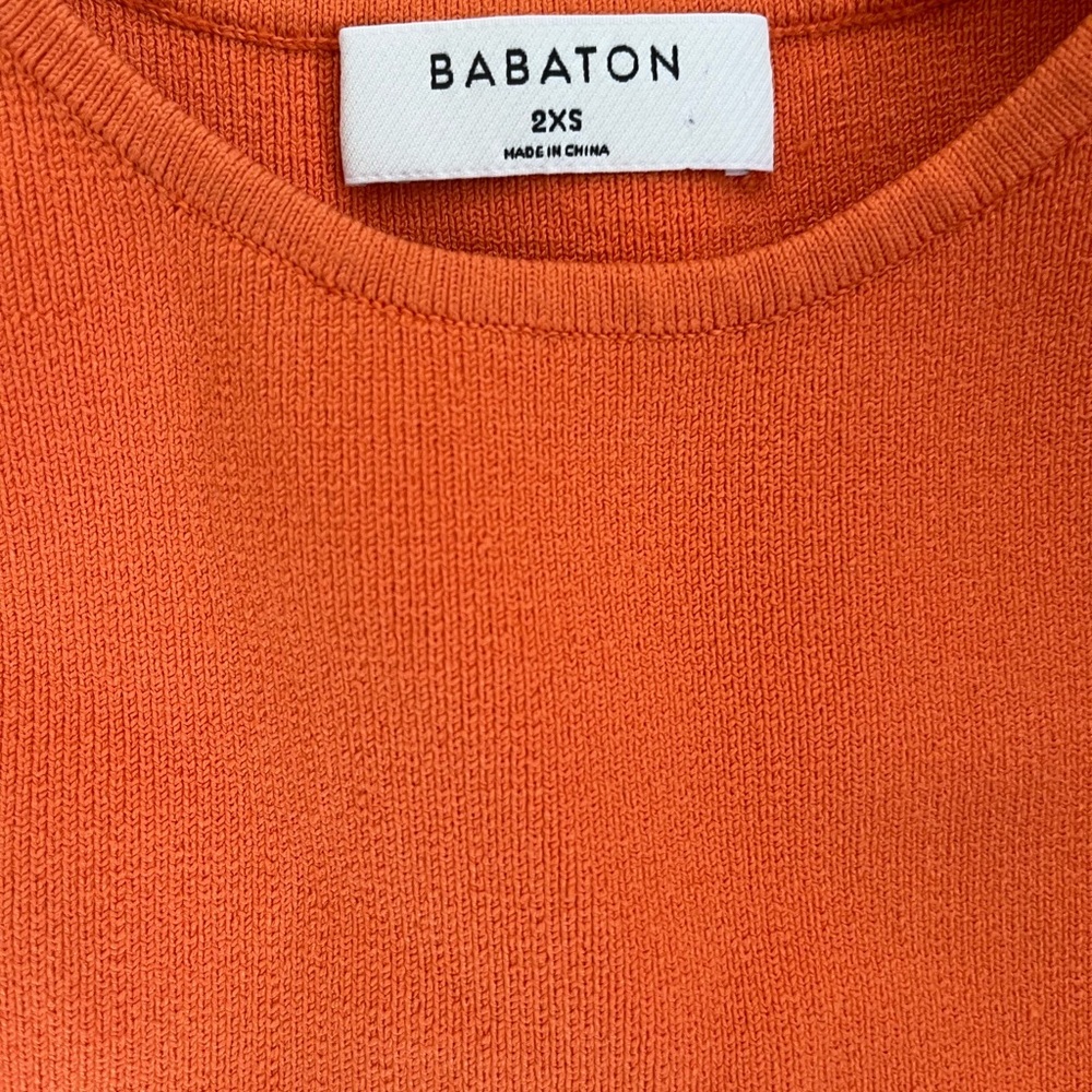 Babaton Aritzia Vibrant Orange Open Racerback Fitted Bodycon Ribbed Midi Dress - Picture 8 of 10